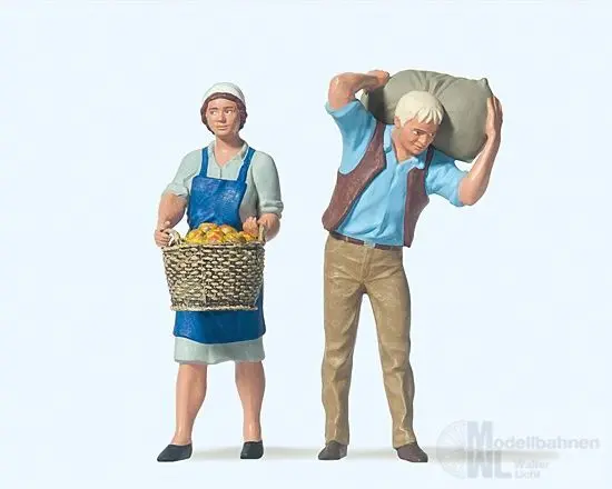 Preiser 45072 - Bäuerin mit Korb und Bauer mit Sack Spur G