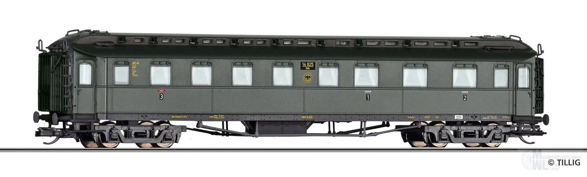 Tillig 12014 - Personenwagen DRG Ep.II 1/2/3 Kl. ABC4ü TT 1:120