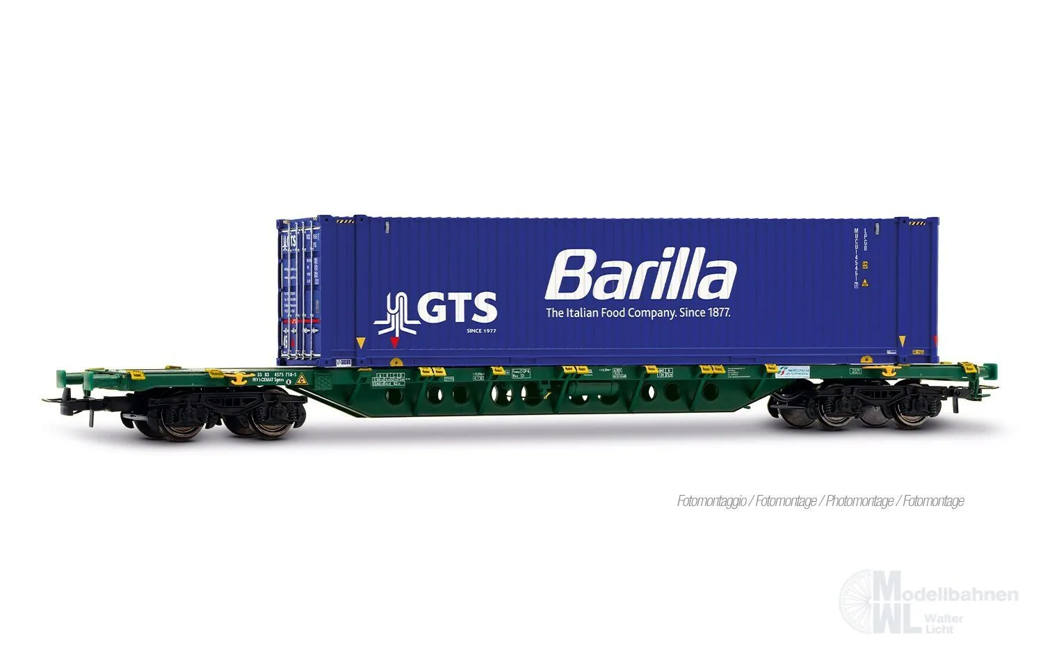 Rivarossi 6706 - Containertragwagen Mercitalia Ep.VI mit Container Barilla H0/GL
