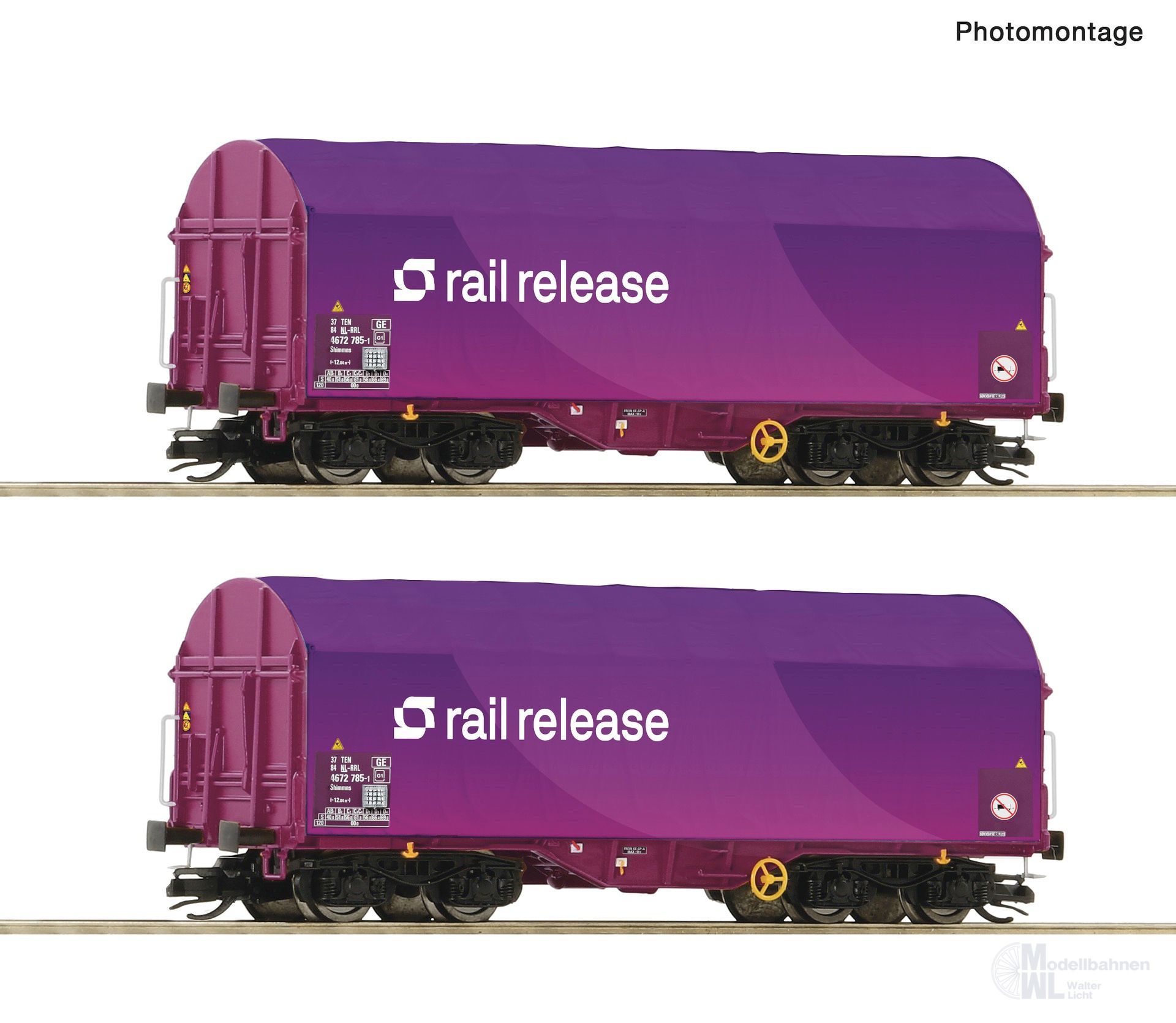 Roco 6680024 - Schiebeplanenwagen Set Rail Release Ep.VI 2.tlg. TT 1:120