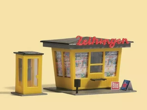 Auhagen 12340 - Zeitungskiosk mit Telefonzelle H0 1:87 / TT 1:120