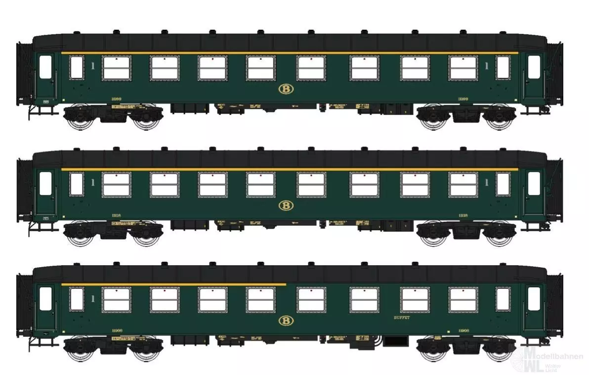 LS Models 42101 - Personenwagen Set SNCB Ep.III  I2 A+A+AR 3.tlg. H0/GL