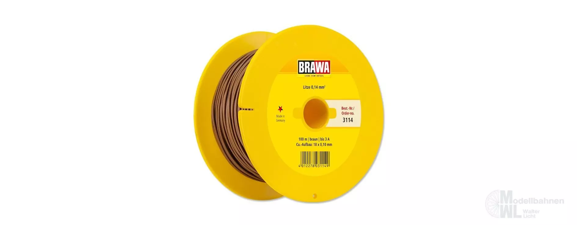 Brawa 3114 - Litze braun 100 Meter