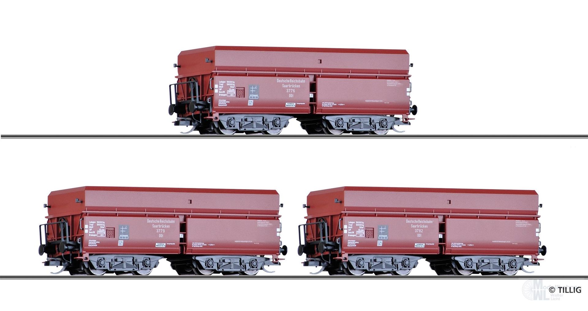 Tillig 01139 - Selbstentladewagen Set DRG Ep.II OOt Saarbrücken 3.tlg. TT 1:120