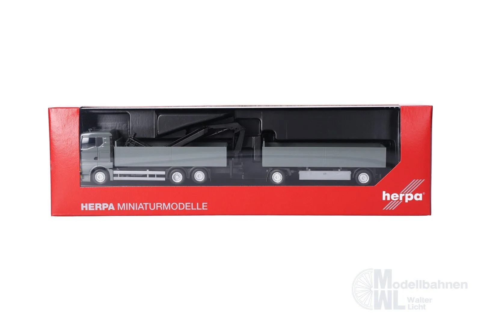 Herpa 320825 - MAN TGX GN Pritschen-Hängerzug mit Kran H0 1:87