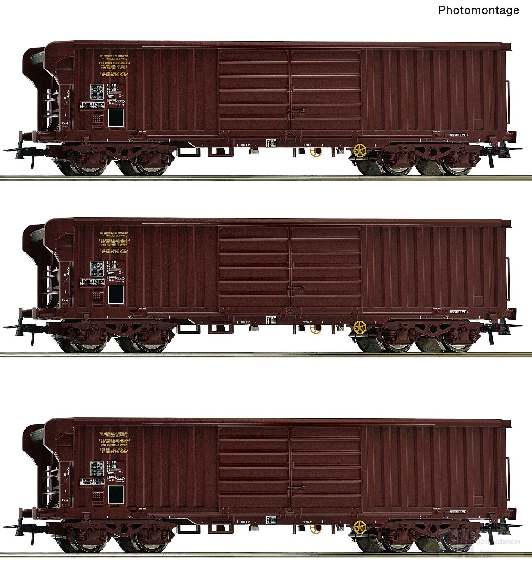 Roco 6600285 - Rolldachwagen Set SNCF Ep.IV 3.tlg. H0/GL