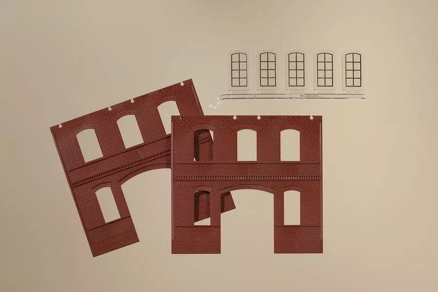 Auhagen 80523 - Wände 2391C rot, Industriefenster H0 1:87