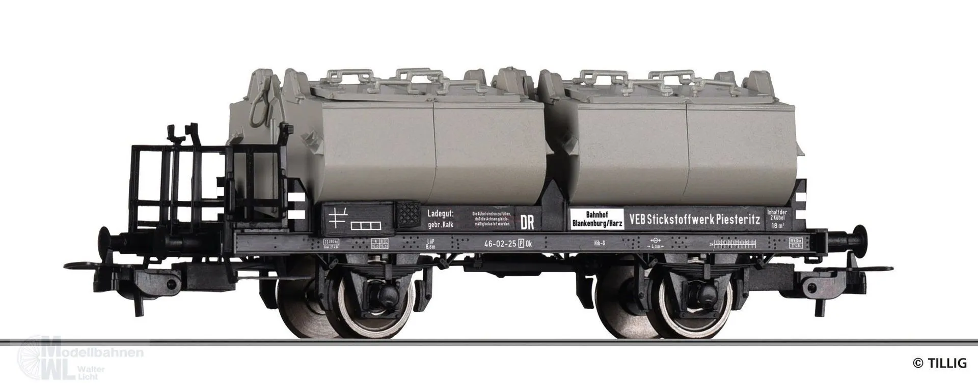 Tillig 77046 - Kalkkübelwagen DR Ep.III Ok H0/GL