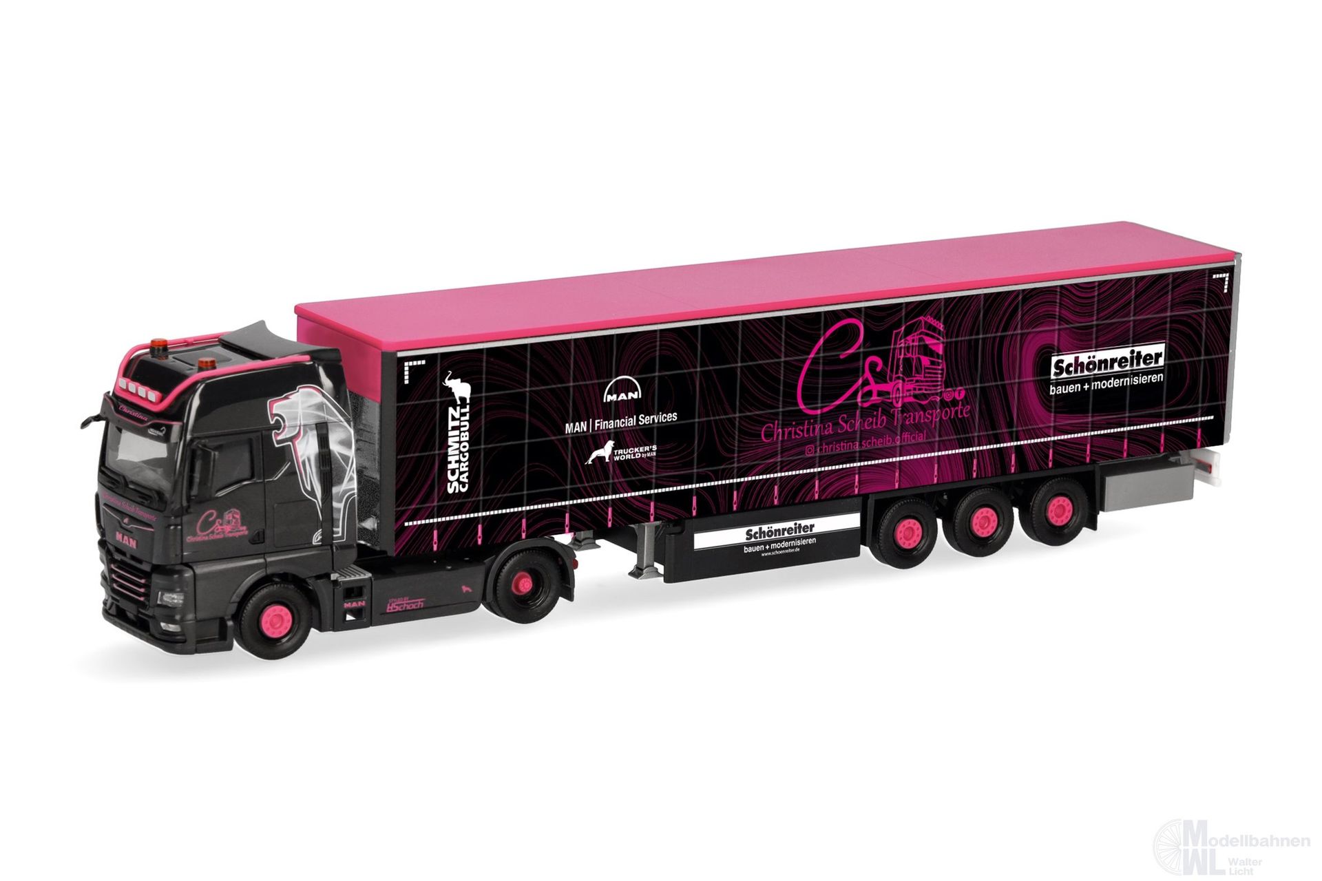 Herpa 322003 - MAN TGX GX Gardinenplanen Sattelzug Chrisdtina Scheib H0 1:87