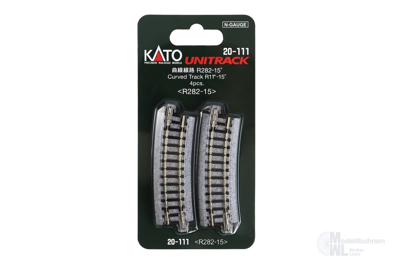 Kato 20-111 - Gleis gebogen R282mm 15° 4 Stück N 1:160 Kato 20-111 - Gleis gebogen R282mm 15° 4 Stück N 1:160