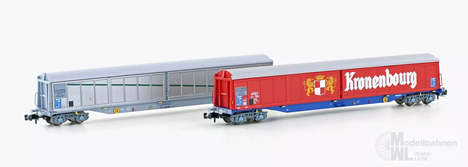 Hobbytrain 23442 - Schiebewandwagen SNCF/Kronenbourg Ep.IV Habis 2.tlg. N 1:160