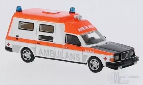 BoS-Models 87718 - Volvo 265 Ambulance Sweden weiss/orange 1985 1:87