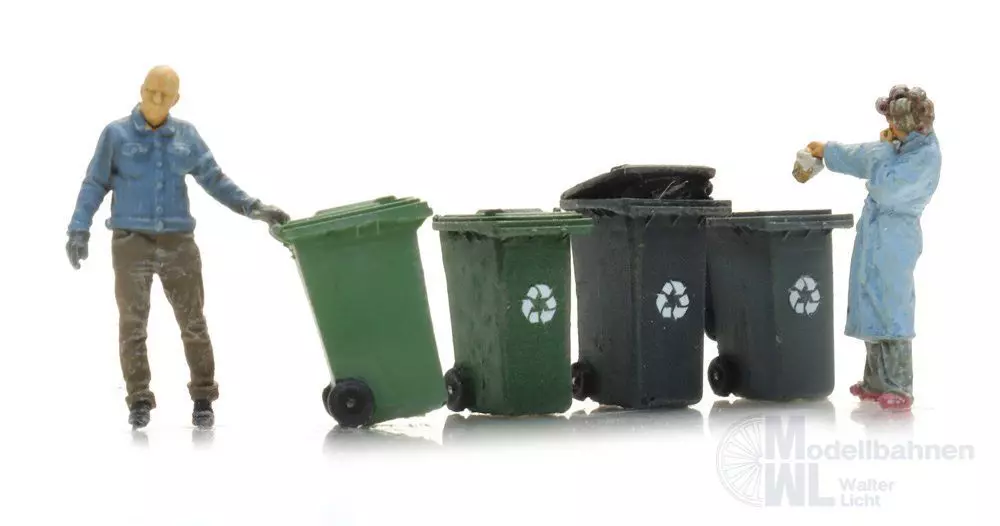 ARTITEC b.v. 387.723 - Vier Mülltonnen H0 1:87 Fertigmodell