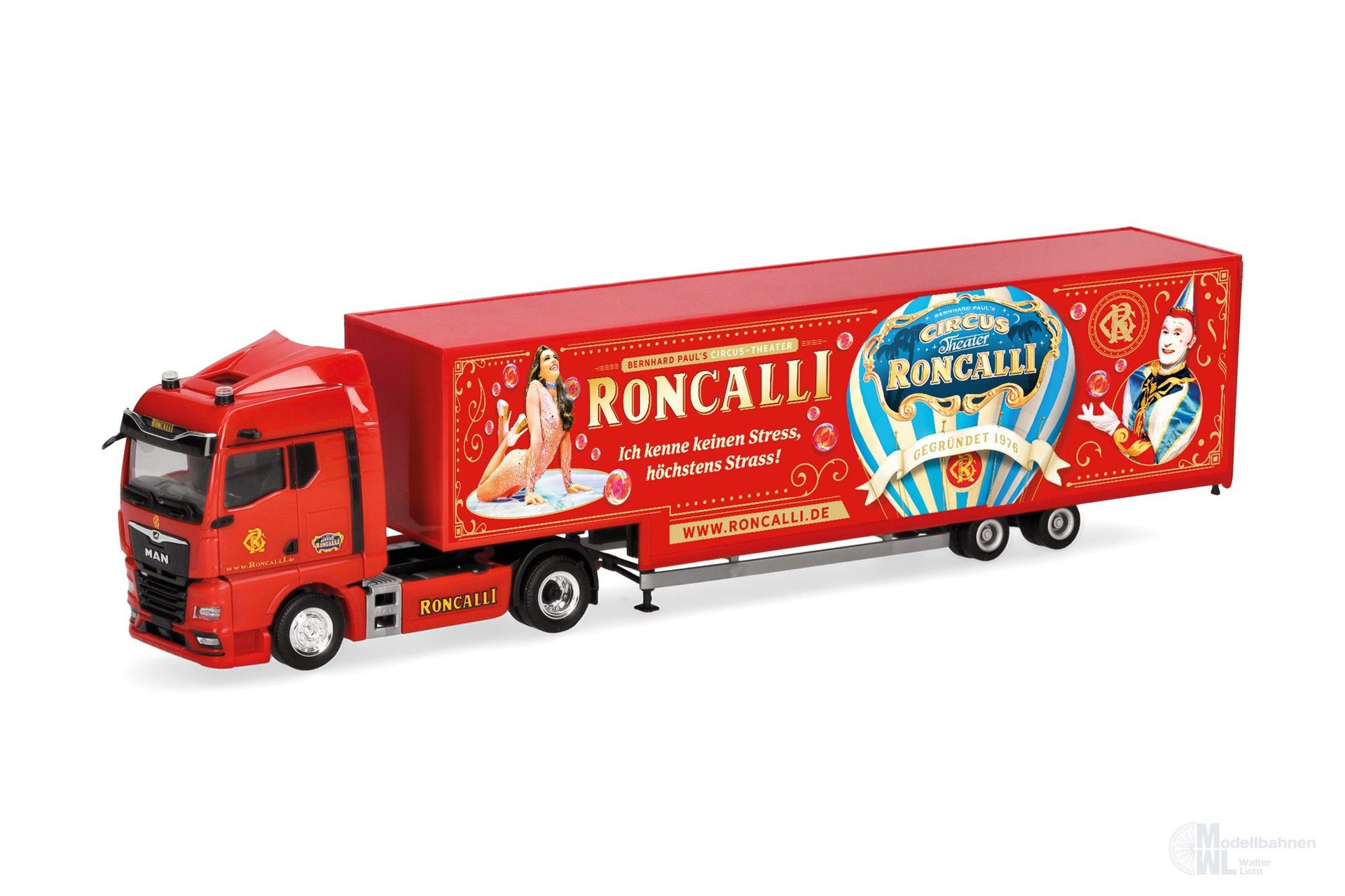 Herpa 320702 - MAN TGX GM Jumbokoffer-Sattelzug Roncalli H0 1:87