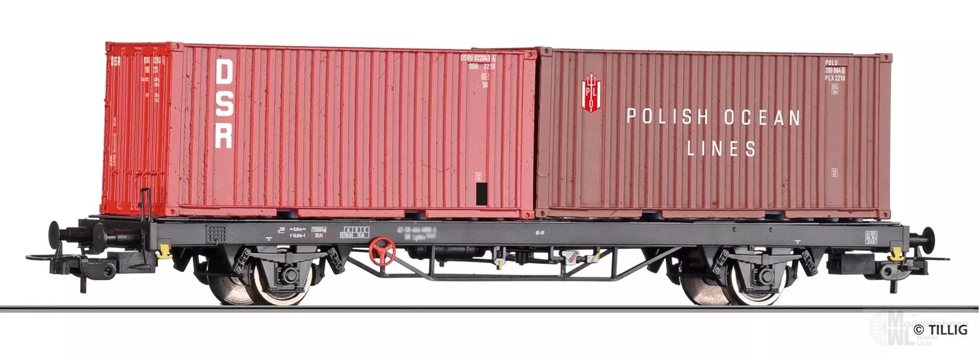 Tillig 77088 - Containertragwagen DR Ep.IV Lgkks 4444 H0/GL