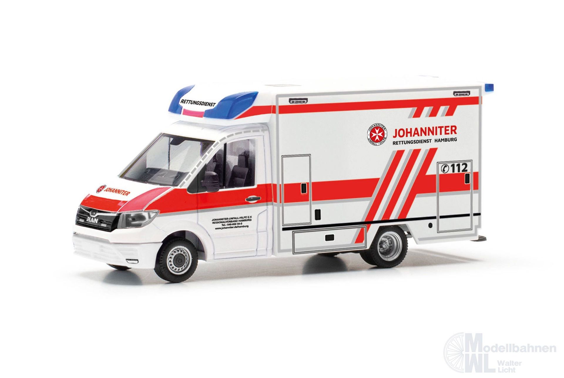 Herpa 098182 - MAN TGE RTW Johanniter Hamburg H0 1:87