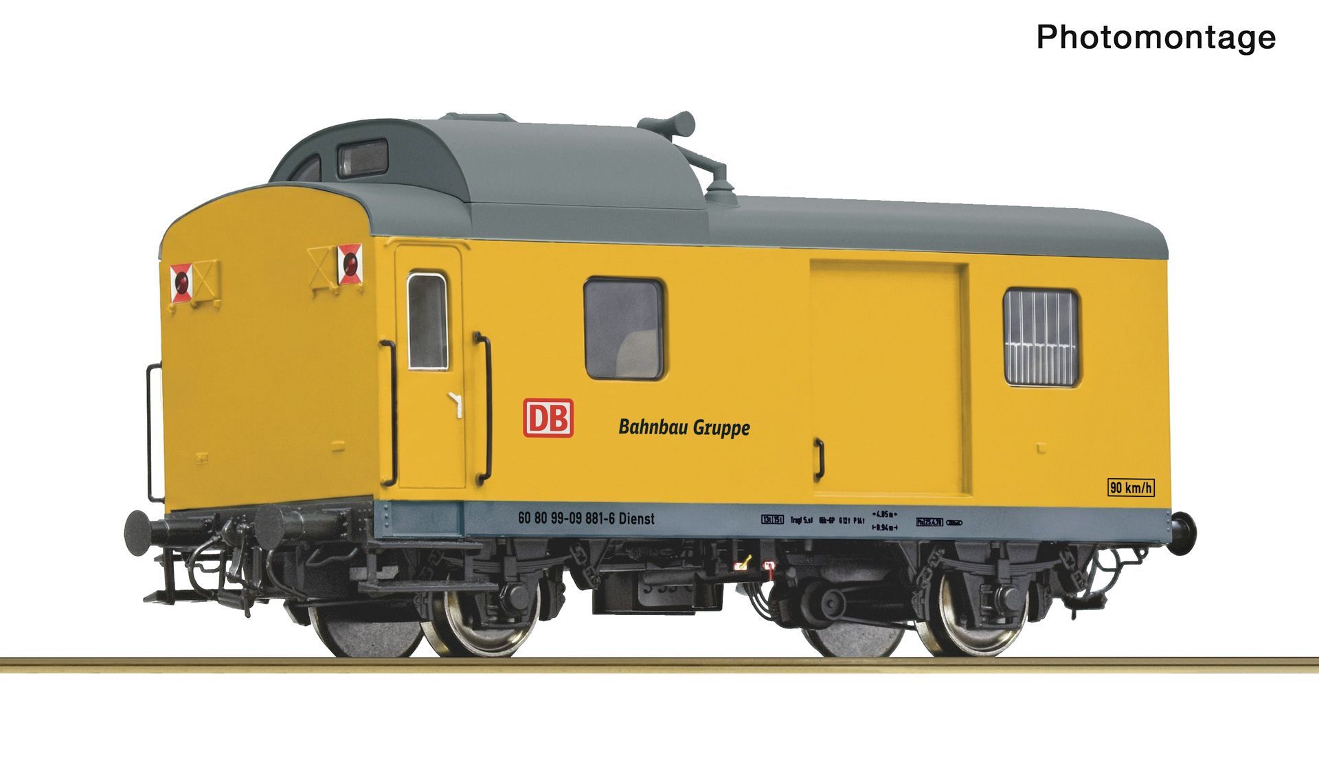 Roco 6610416 - Begleitwagen Pwgs 88 DB Bahnbau H0/GLC + Innenbel. und Schluss