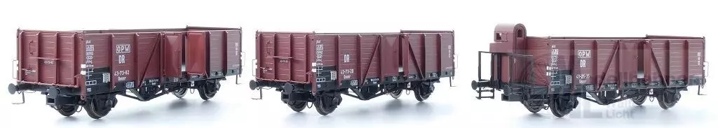 Exact Train 20153 - Güterwagen Set offen DB Ep.III mit Bremserhaus Villach 3.tlg. H0/GL