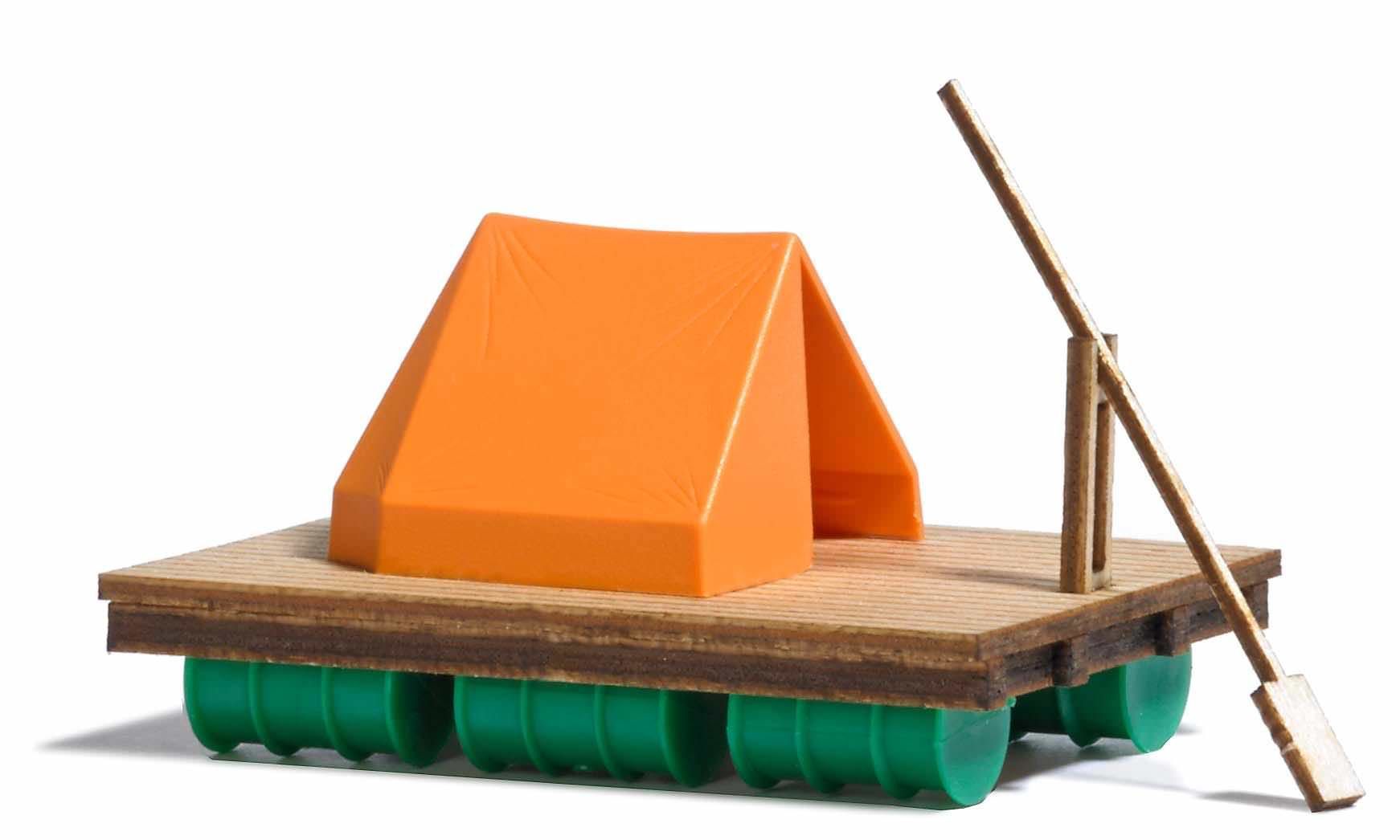 Busch 1564 - Floß mit Zelt H0 1:87