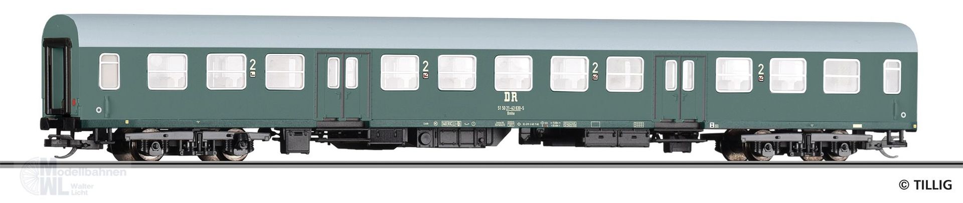 Tillig 12608 - Personenwagen DR Ep.IV Bmhe 2.Kl. TT 1:120