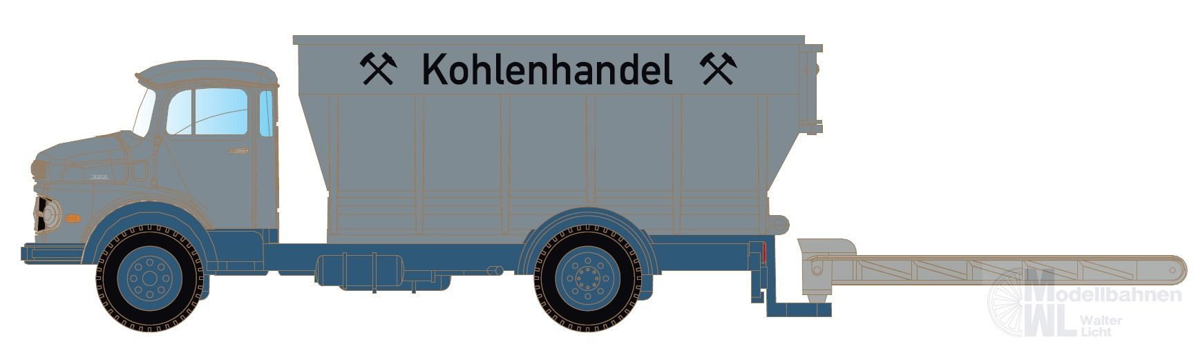 Lemke Minis 3552 - Mercedes-Benz L 322 Kohlenkuli - neutral N 1:160