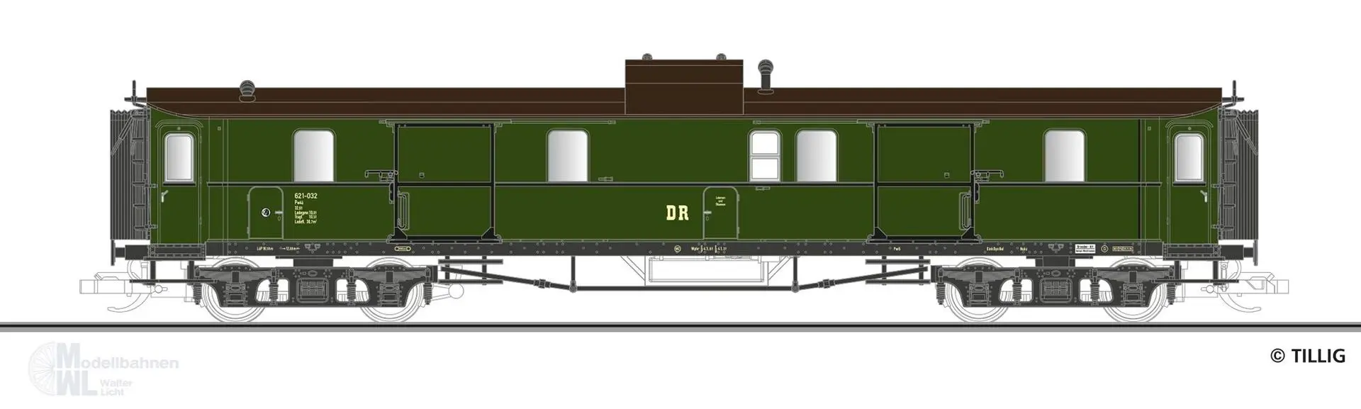 Tillig 12060 - Packwagen DR Ep.III Pw4ü  TT 1:120