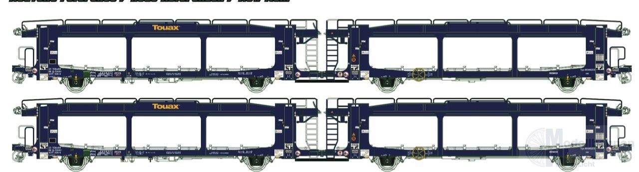 LS Models 32155 - Autotransportwagen Set Touax TEN-RIV Ep.VI 2.tlg. H0/GL