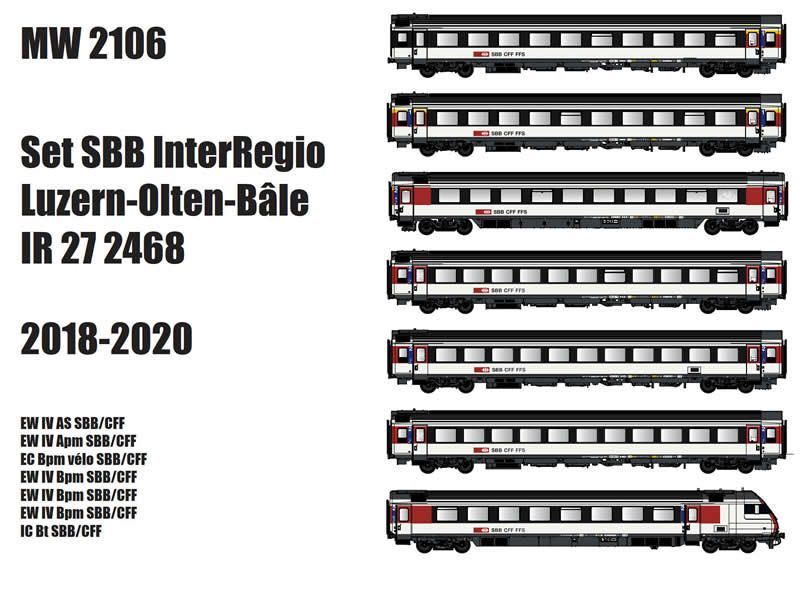 LS Models MW2106 - Personenwagen Set SBB Ep.VI IR 27 7.tlg. H0/GL