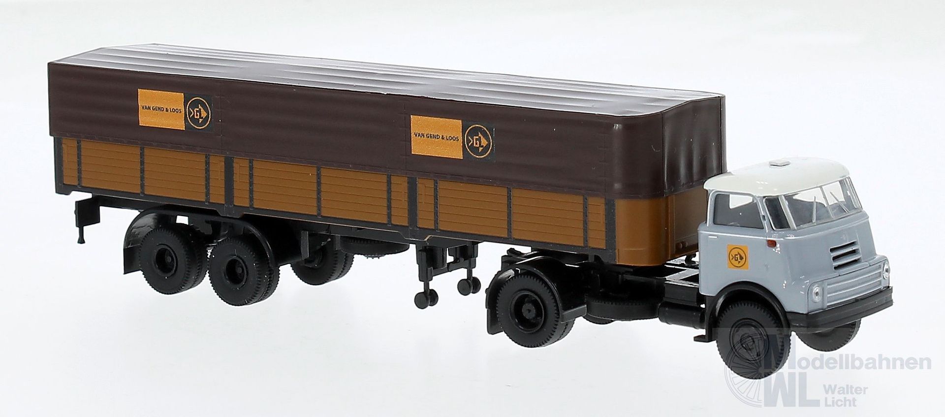 Brekina 85242 - DAF Do 2000 Pritschen-Sattelzug van Gend & Loos H0 1:87