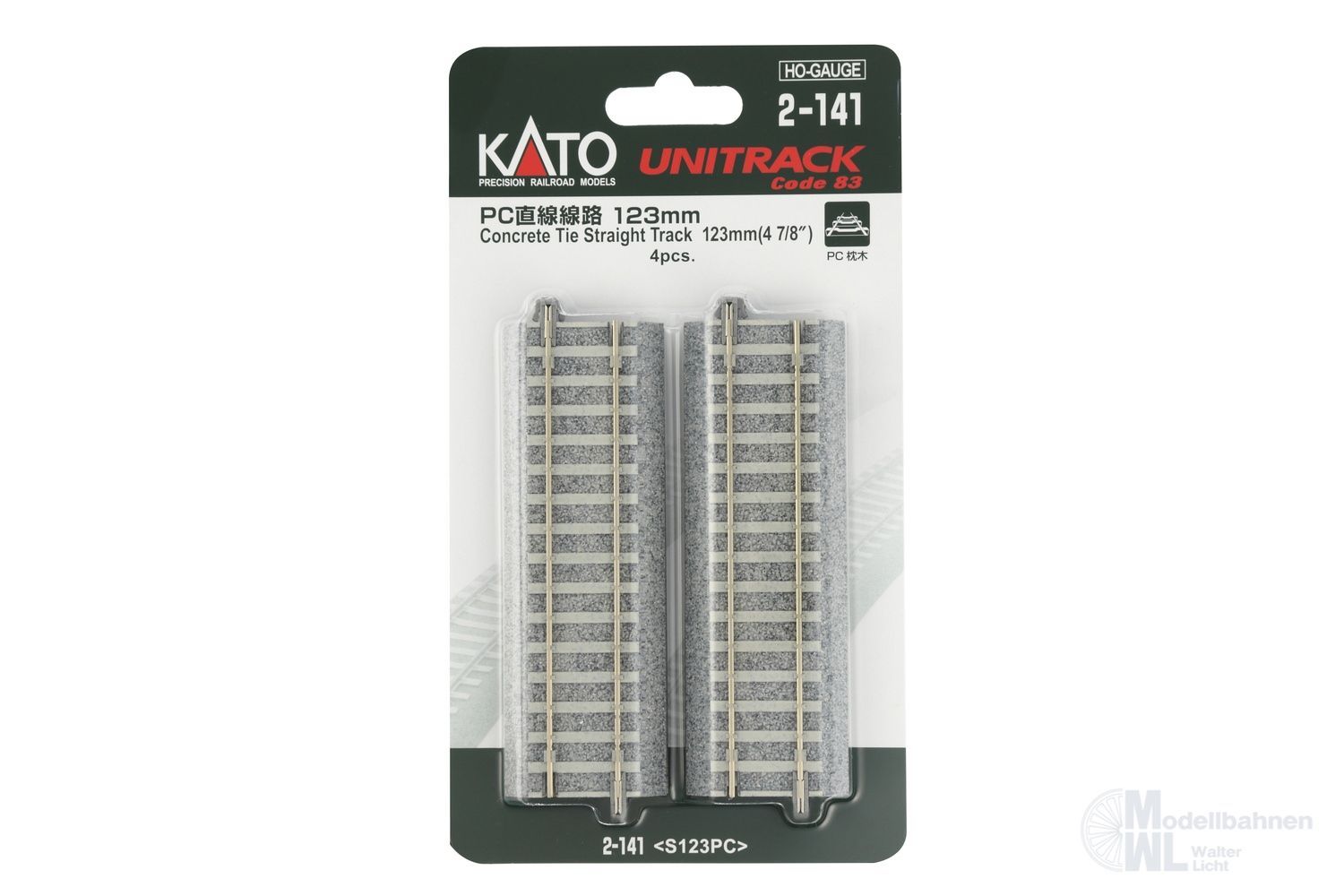 Kato 2-141 - Gleis gerade 123mm mit Betonschwellen H0 1:87