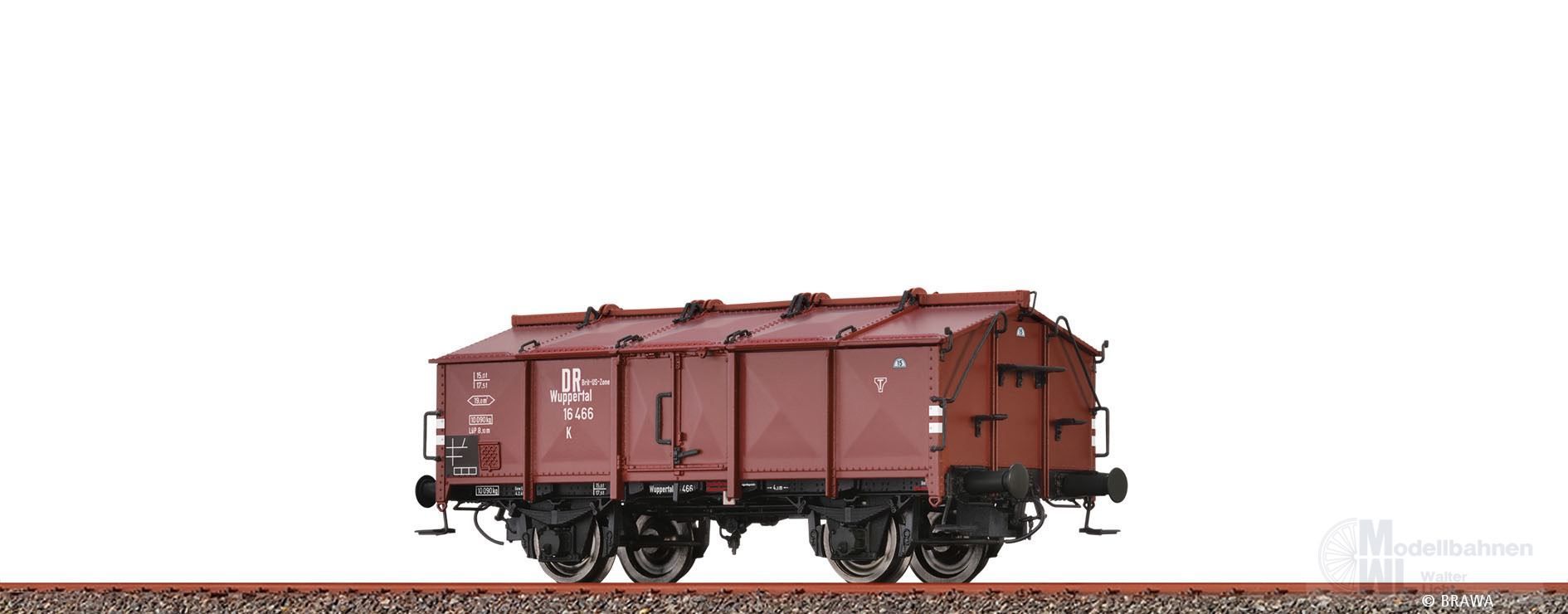 Brawa 50554 - Klappdeckelwagen DR Brit-US-Zone Ep.III Typ K H0/GL