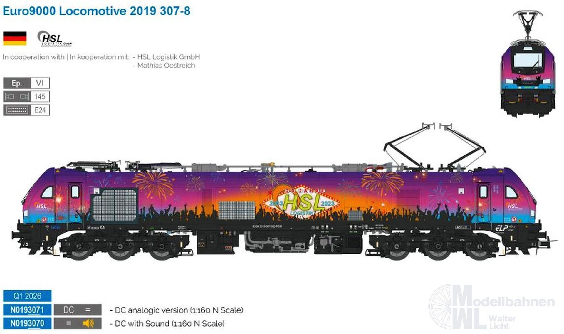 Sudexpress N0193071 - E-Lok BR 2019 / Euro 9000 HSL Ep.VI N 1:160