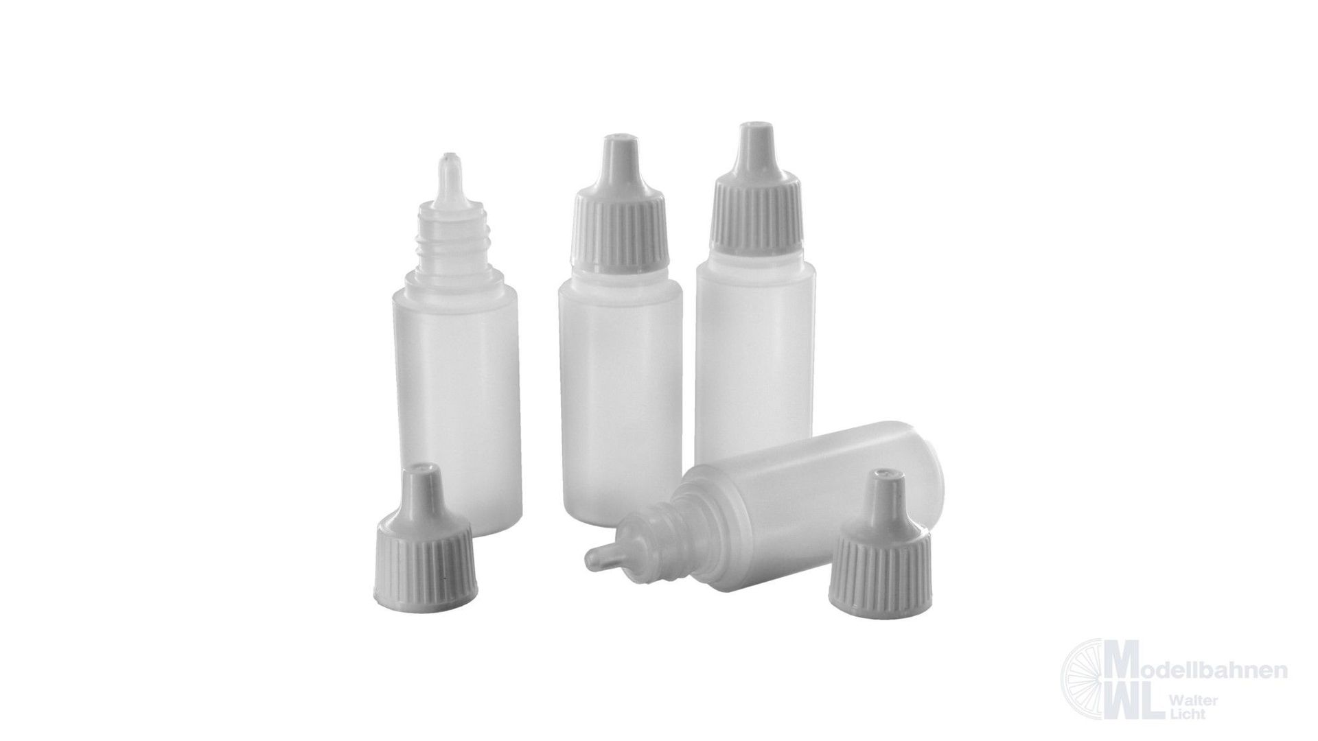 Noch 60100 - Kunststoff-Fläschchen mit Deckel, 4 Stück G/1/0/H0/H0m/H0e/TT/N/Z