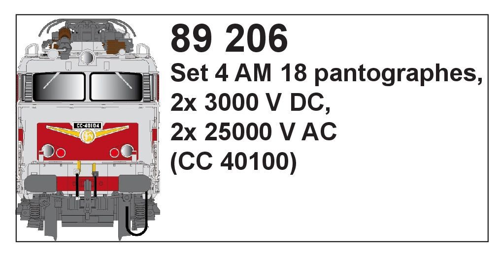 LS Models 89206 - Pantographen Set (AM18) für CC 40100 4.tlg. H0 1:87