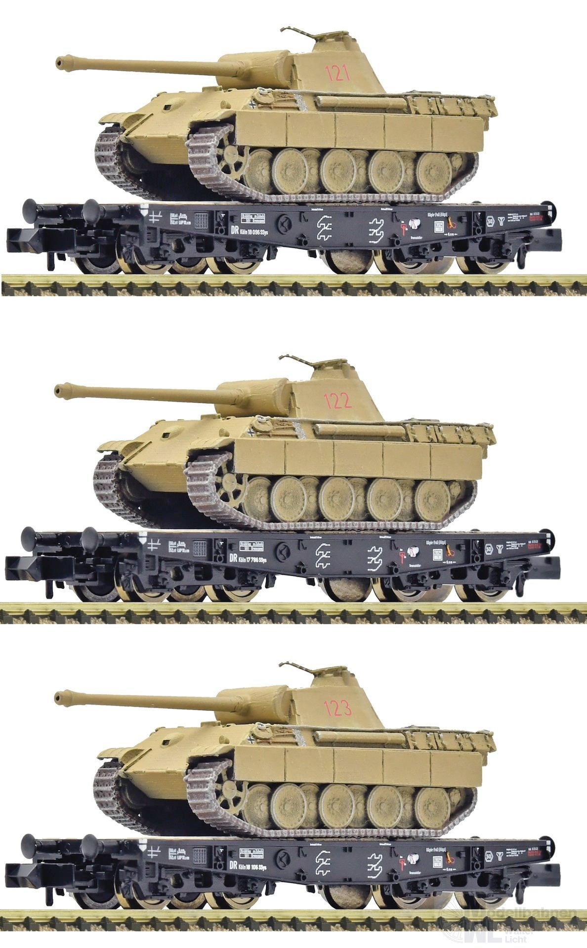 Fleischmann 845606 - Schwerlastwagen Set DRg Ep.II 3.tlg. Beladen mit Panther N 1:160