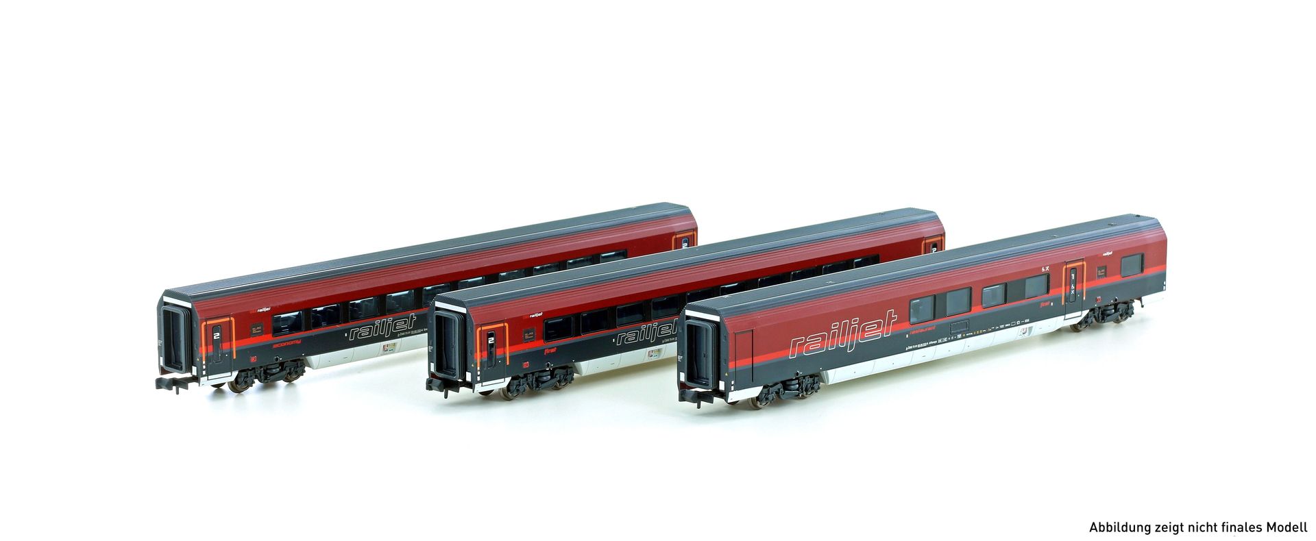 Hobbytrain 25225 - Railjet ÖBB Ep.VI Italien 3-tlg.mit Restaurantwagen N 1:160