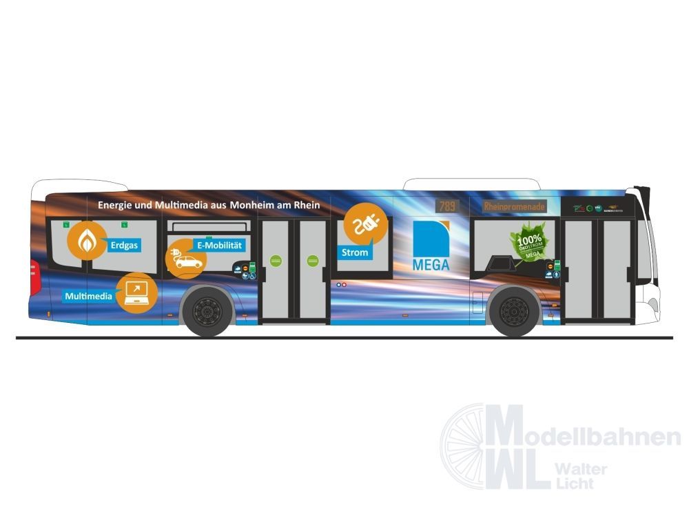 Rietze 73521 - Mercedes-Benz Citaro ´15 Bahnen der Stadt Monheim - Mega H0 1:87