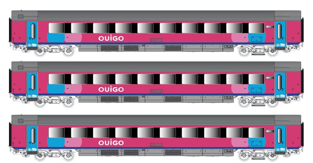 LS Models 43558AC - Personenwagen Set OUIGO Ep.VI I11 (A+B+B) 3.tlg. H0/WS