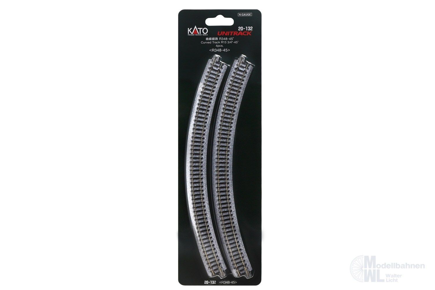 Kato 20-132 - Gleis gebogen R348mm 45° 4 Stück N 1:160 Kato 20-132 - Gleis gebogen R348mm 45° 4 Stück N 1:160