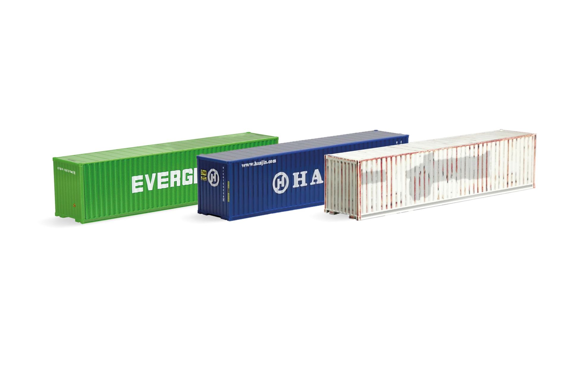 Herpa 066730-002 - Container Set Evergreen/Hanjin/gealtert TT 1:120