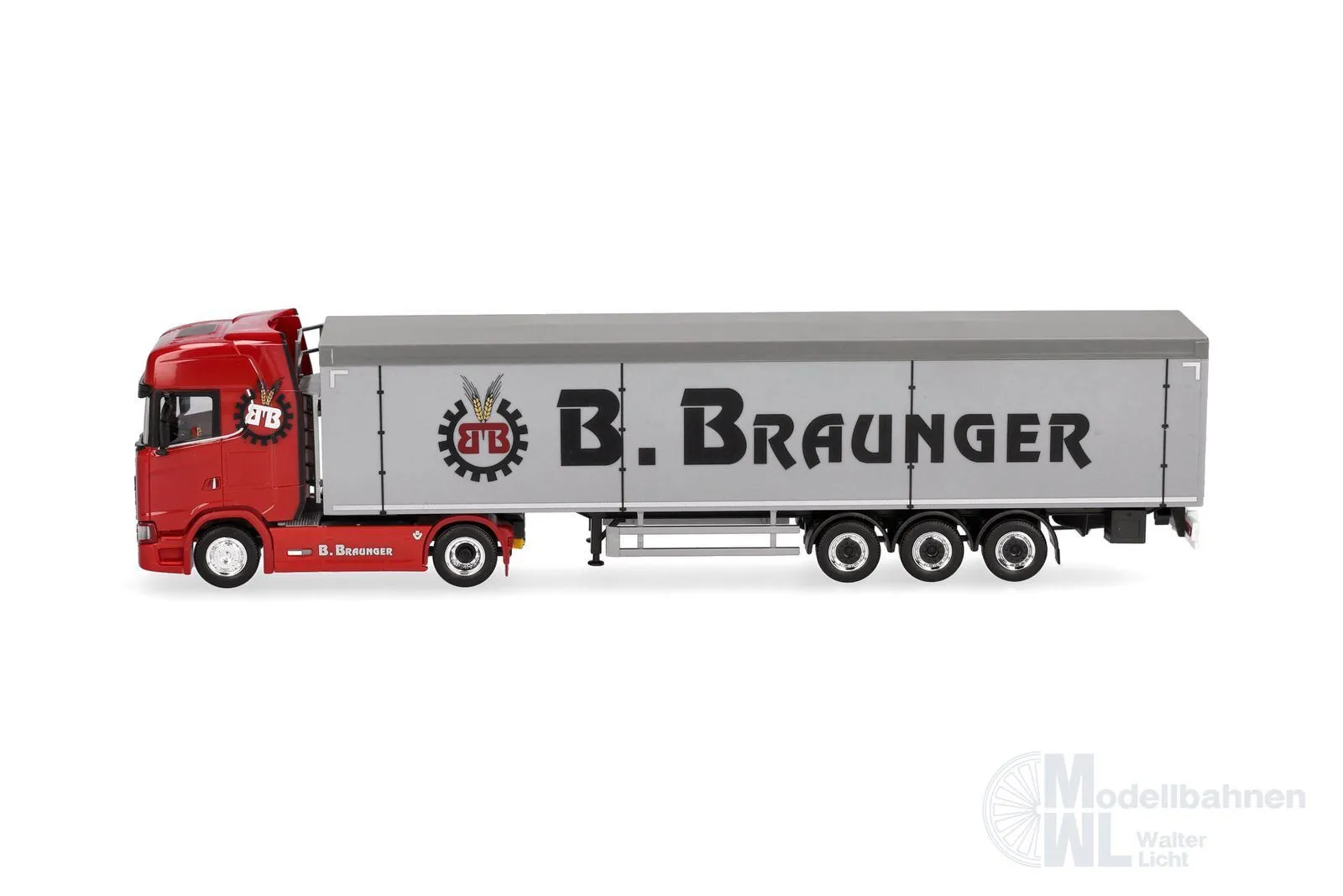 Herpa 321136 - Scania CS 20 Hochdach Schubboden-Sattelzug Braunger H0 1:87