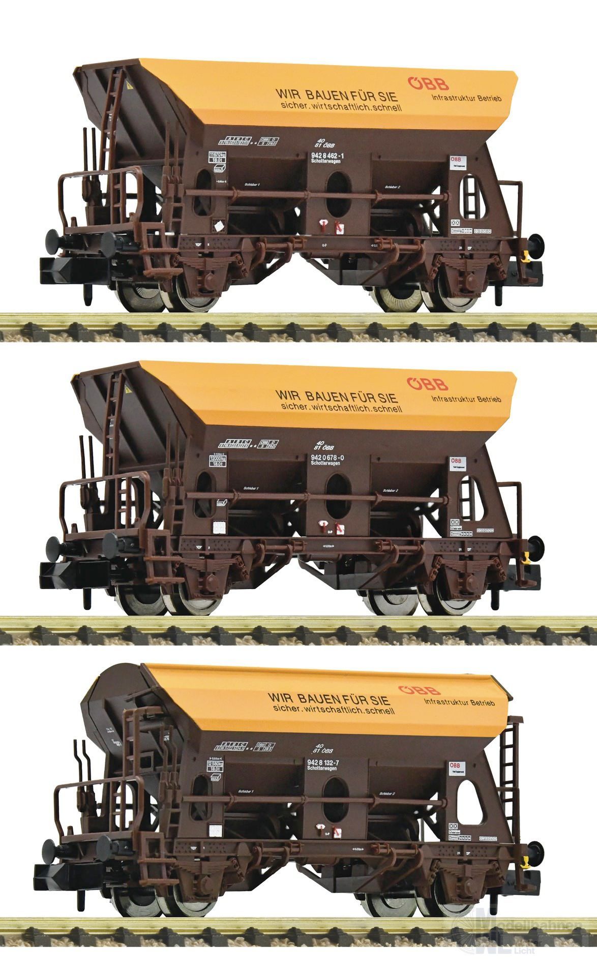 Fleischmann 6660057 - Schotterwagen Set ÖBB Ep.V/VI 3.tlg. N 1:160