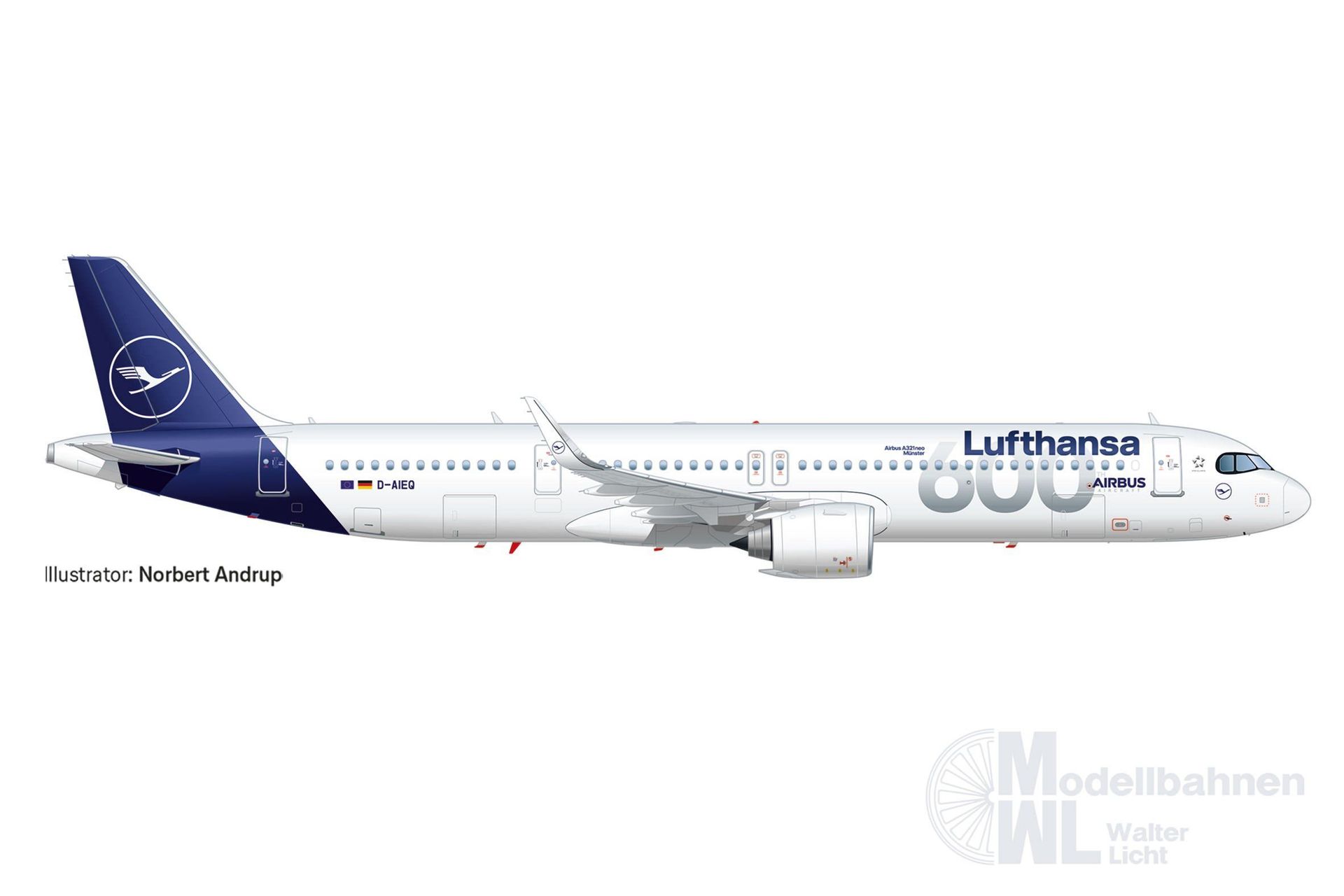 Herpa 537490 - Airbus A321neo Lufthansa 600th Airbus 1:500