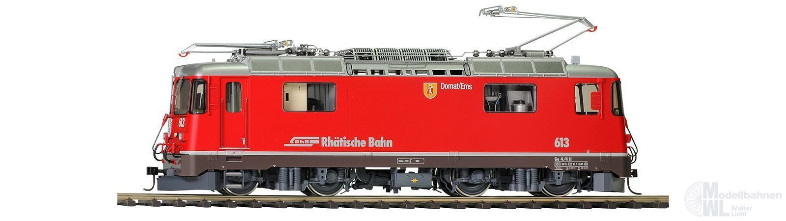 Bemo 9358153 - E-Lok Ge 4/4 II 613 RhB Ep.V/VI Domat/Ems rot eckige Lampen SPUR 0m Sound