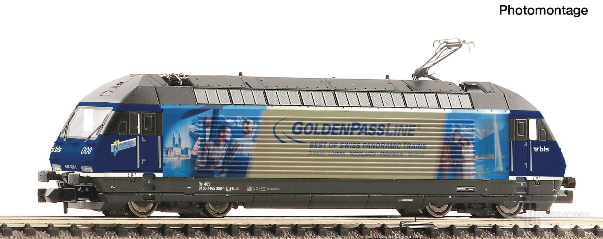 Fleischmann 7560083 - E-Lok BR 465 008-1 BLS Ep.V GoldenPassLine N 1:160