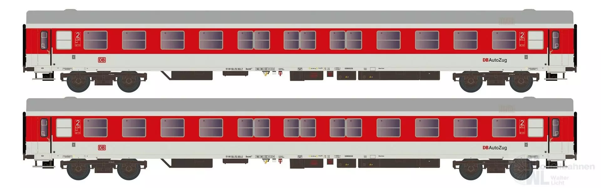 Hobbytrain 22213 - Liegewagen Set DB Autozug Ep.V Bocmh 244 2.tlg. N 1:160