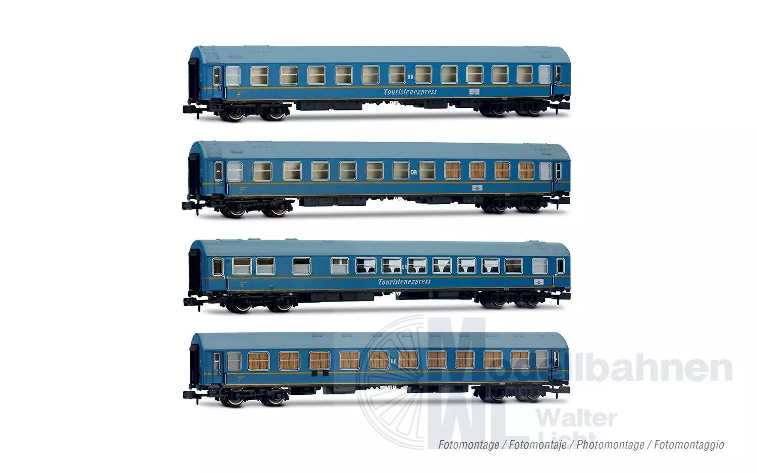 Arnold 4481 - Personenwagen Set DR Ep.III 4.tlg. Tourex Set 2 N 1:160