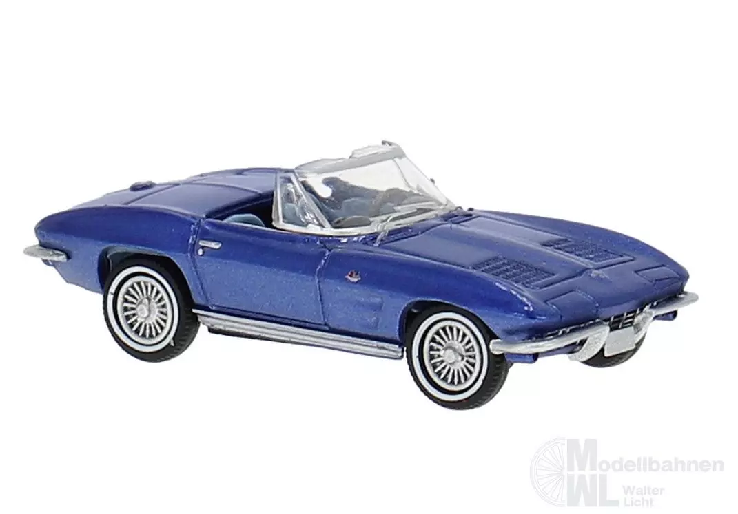 Brekina 18028 - Chevrolet Corvette C2 Cabrio blau metallic offen H0 1:87