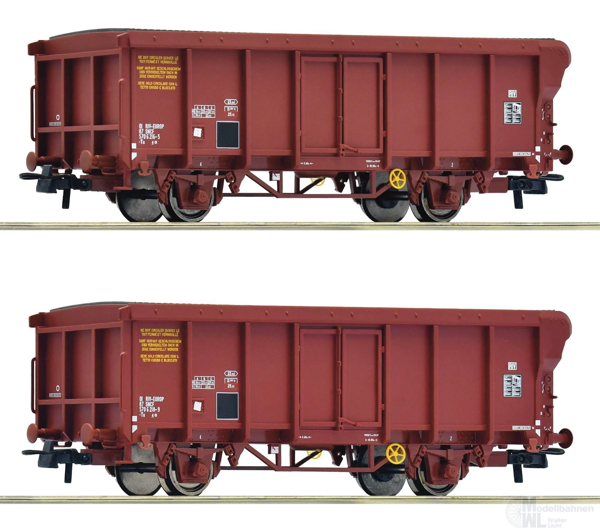 Roco 6600251 - Rolldachwagen Set SNCF Ep.IV/V 2.tlg. H0/GL