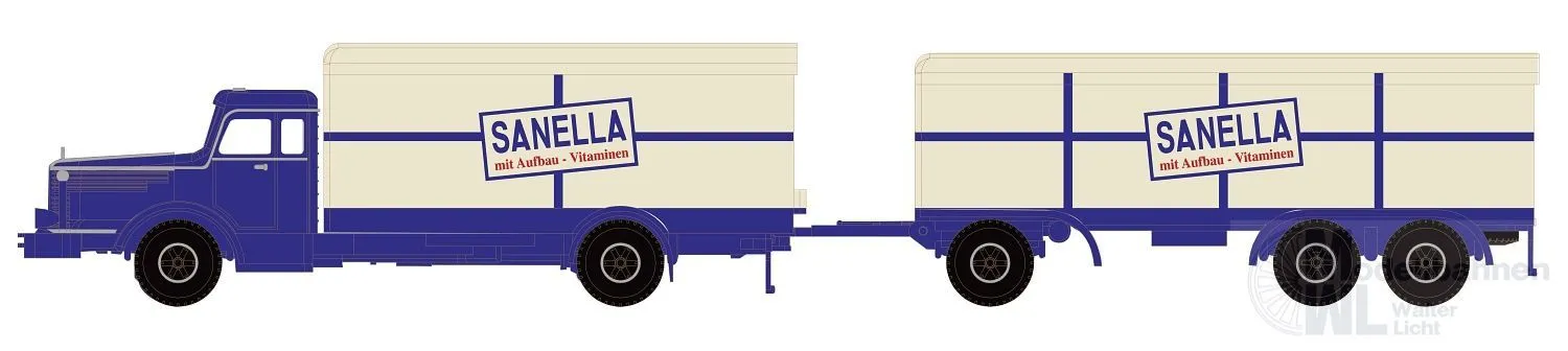 Lemke Minis 3324 - Krupp Titan Koffer-Hängerzug Sanella N 1:160